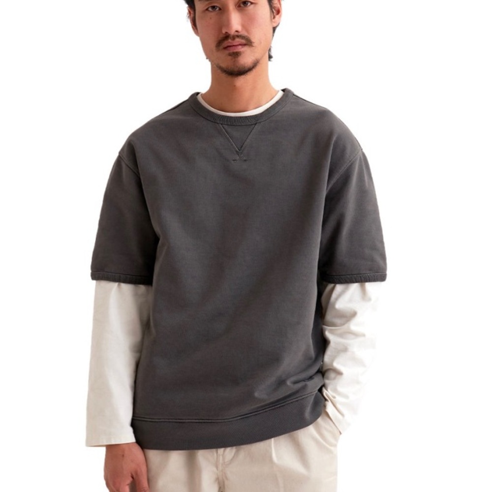 Saturdays NYC Men Elliott Short Sleeve Sweatshirt Heavy 100 Cotton Gray Sz M